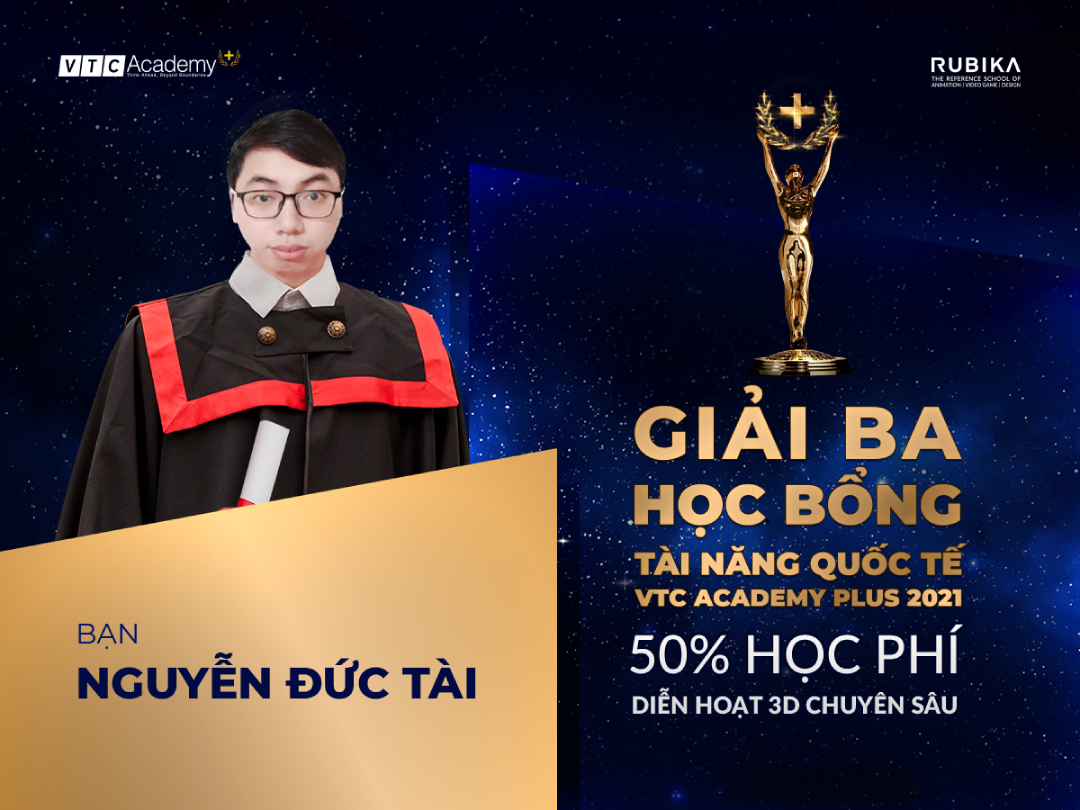 7. Nguyen Duc Tai – Second Prize in Design, was honored to receive a scholarship worth 70% of the tuition fee for 3D Animation major at VTC Academy Plus
